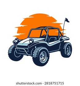 Rugged dune buggy design for adventure and travel branding.