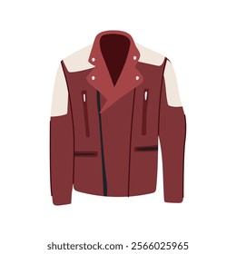 rugged leather jacket male cartoon. classic vintage, trendy brown, moto fashion rugged leather jacket male sign. isolated symbol vector illustration