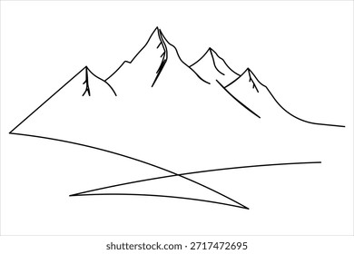 Desenho de linha contínua de pico de montanha resistente para design