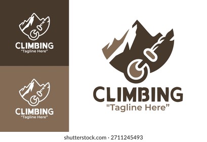 Un logotipo de escalada al aire libre resistente que captura la energía natural de las montañas, ideal para Equipos de escalada, eventos al aire libre y marcas deportivas extremas.