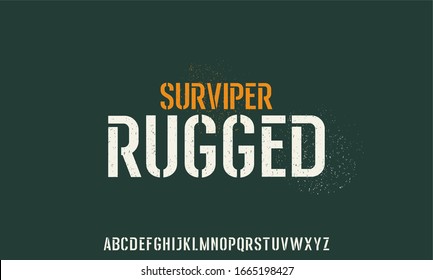 RUGGED OUTDOOR TACTICAL FONT ALPHABET VECTOR SET