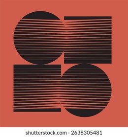 Rugged symmetrical circle and square Bauhaus insignia