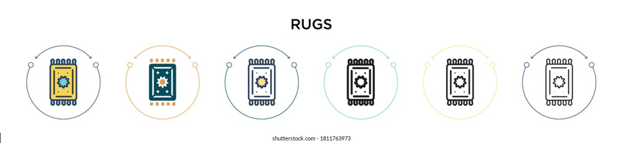 Rugs icon in filled, thin line, outline and stroke style. Vector illustration of two colored and black rugs vector icons designs can be used for mobile, ui, web