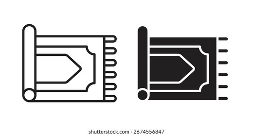 Ícone de tapetes em estilo na moda plana e do forro para designs de interface do usuário do aplicativo