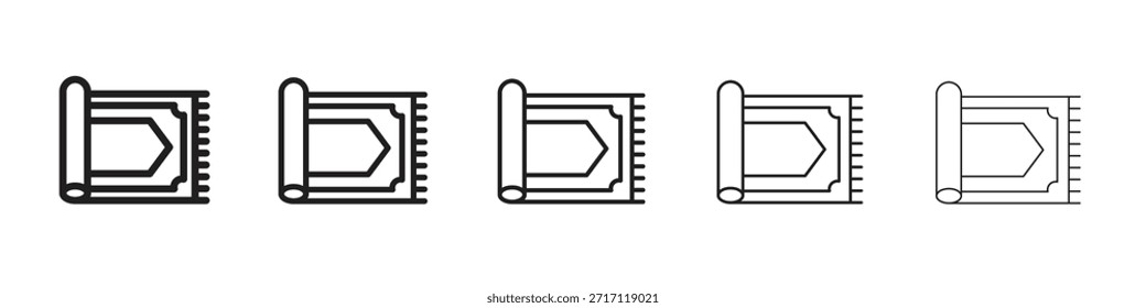 Rugs icon symbol in thin line, Black outline and stroke style