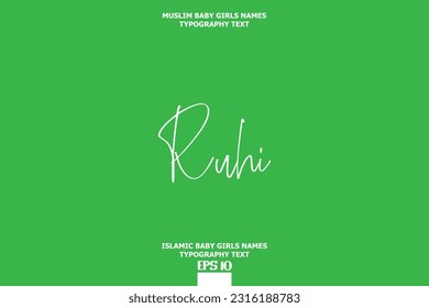 Ruhi Arabic Girl Name Text Lettering Vector Sign