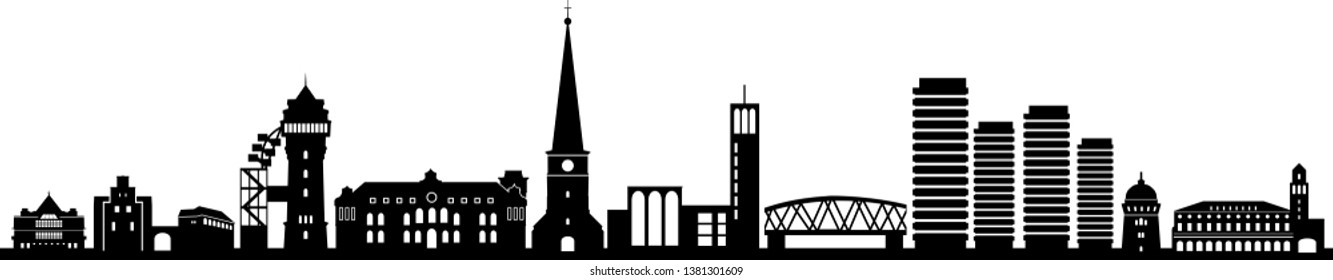 Mülheim Ruhr City Skyline Silhouette