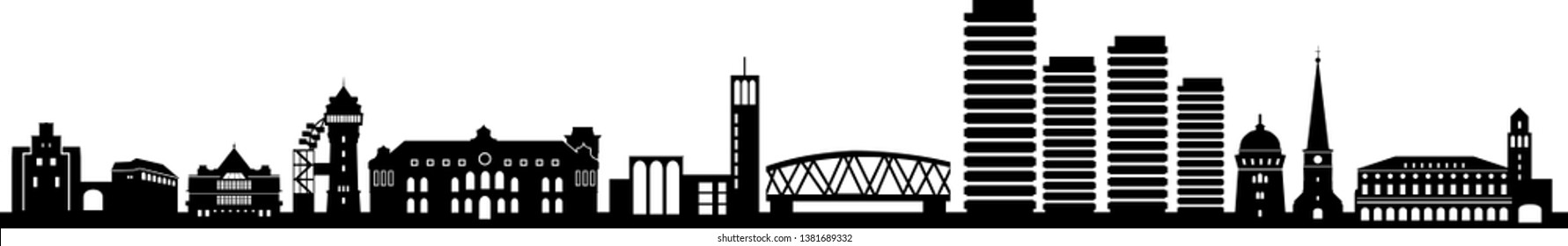 Mülheim Ruhr City Skyline Silhouette