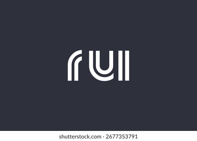 Diseño de logotipo de letra moderno único creativo de RUI. Diseño elegante del logotipo del monograma con los Elementos decorativos y la tipografía