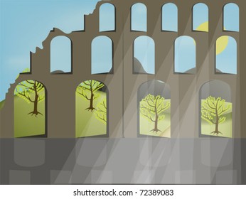 ruin building landscape