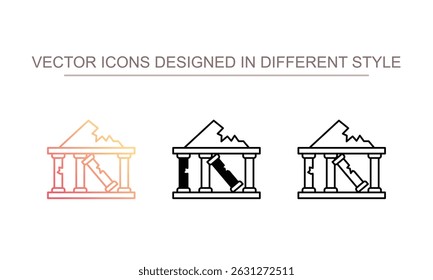 Ruinen-Symbol-Design mit weißem Hintergrund Stockgrafik