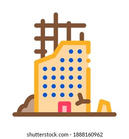 Vector de iconos de construcción arruinado. Borde del signo de construcción arruinado. Ilustración de símbolo de contorno aislado de color