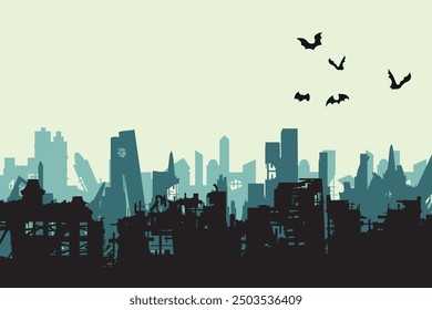 Ruined city. Earthquake or war. Vector illustration.