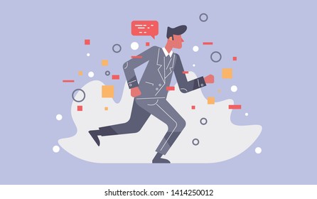 Ruing bsinessman, solution to problem business concept. Vector illustration flat design.