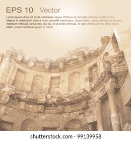 Ruins of Ancient City of Gerasa in Jerash, Jordan. Ancient architecture. Vector clip-art, isolated on neutral background.