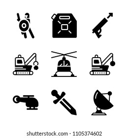 ruins, damage, blip and shot icons in War vector set. Graphics for web and design