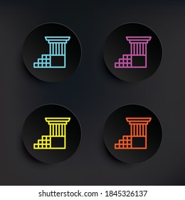 Ruins dark badge color set icon. Simple thin line, outline vector of mythology icons for ui and ux, website or mobile application