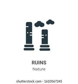 Ruins glyph icon vector on white background. Flat vector ruins icon symbol sign from modern nature collection for mobile concept and web apps design.