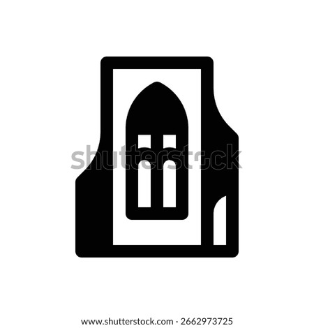 Ruins. Outlined stroke vector icon with black-filled details.
