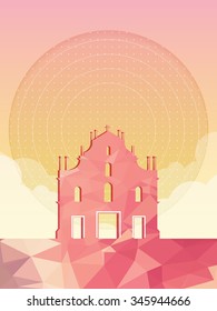 Ruins St.Paul, Famous world landmark, macau, vector illustration
