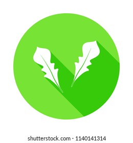 rukola icon in Flat long shadow style on white background