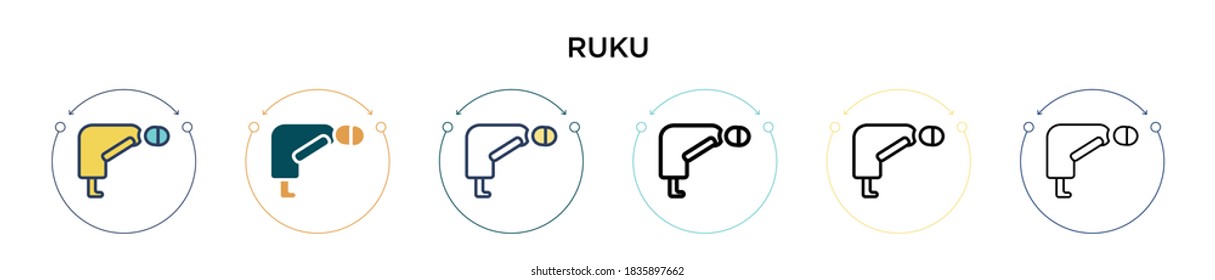 Ruku icon in filled, thin line, outline and stroke style. Vector illustration of two colored and black ruku vector icons designs can be used for mobile, ui, web