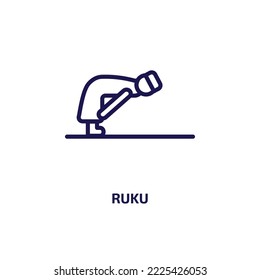 ruku icon from people collection. Thin linear ruku, people, islamic outline icon isolated on white background. Line vector ruku sign, symbol for web and mobile