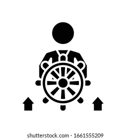 Icono negro de regla, ilustración conceptual, símbolo plano vectorial, signo de glifo.