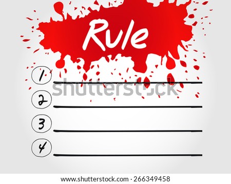 Rule blank list, business concept