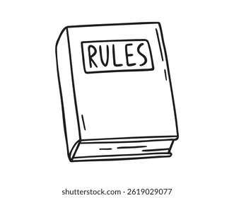 Icono de libro de reglas dibujado a mano. Símbolo de Clipart de dibujo de línea de libro de reglas de esquema. Ilustración vectorial