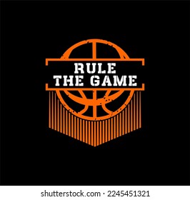 Regla La tipografía de la bola de baloncesto del juego, gráficos de camisetas, vectores
ilustración.