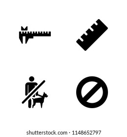 rule icon set. no pets, caliper and no entry vector icon for graphic design and web