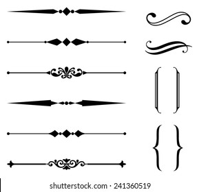 Rule Line and Ornament Set - Set of rule line and ornament design elements.  Each element is grouped separately for easy editing