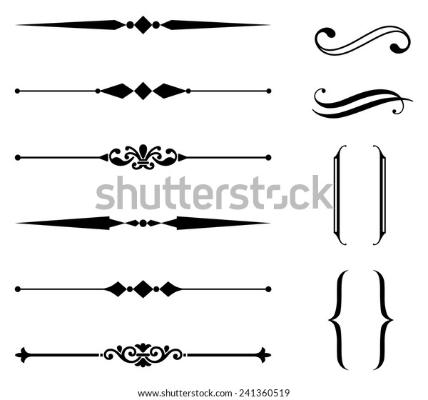 Rule Line and Ornament Set - Set of rule line and\
ornament design elements.  Each element is grouped separately for\
easy editing