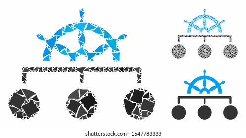 Rule structure mosaic of rugged pieces in different sizes and color tinges, based on rule structure icon. Vector tuberous pieces are composed into mosaic.
