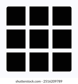 Rule Of Thirds Grid Icon, Graphics Design Grid, Isolated Silhouette Vector Icon.