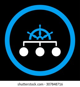 Rule vector icon. This rounded flat symbol is drawn with blue and white colors on a black background.