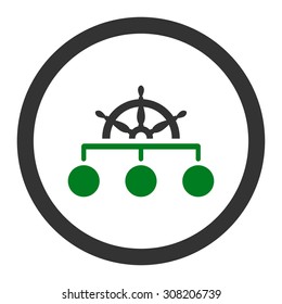 Rule vector icon. This rounded flat symbol is drawn with green and gray colors on a white background.