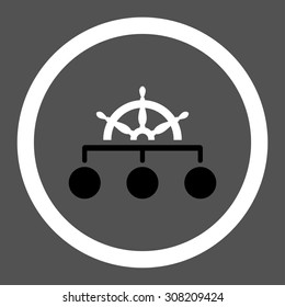 Rule vector icon. This rounded flat symbol is drawn with black and white colors on a gray background.