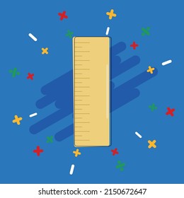 
Rule. Vector illustration of a ruler. School Supplies. Math operations background.