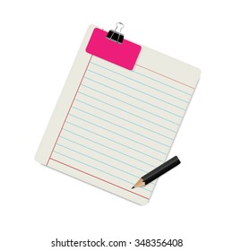 Ruled Paper Note With Clipped Color Card Background Vector Design