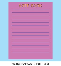 Ruled sheet of notebook paper. Vector paper template. EPS file 75.