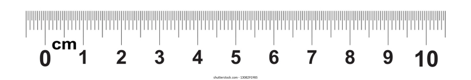 Ruler 10 centimeter. Ruler 100 mm. Value of division 0.5 mm. Precise length measurement device. Calibration grid svg