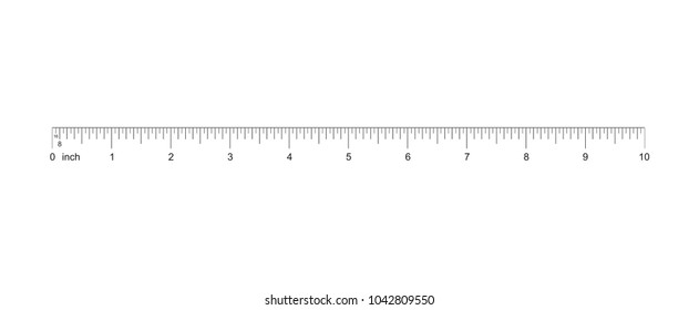 Ruler 10 inch. 10-inch grid with a division to one sixteenth. Measuring tool. Ruler Graduation. Ruler grid 10-inch. Size indicator units. Metric inch size indicators. Vector EPS10