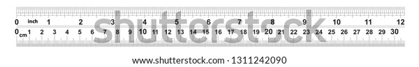 Ruler 12 Inshes Ruler 30 Centimeters Stock Vector (Royalty Free) 1311242090