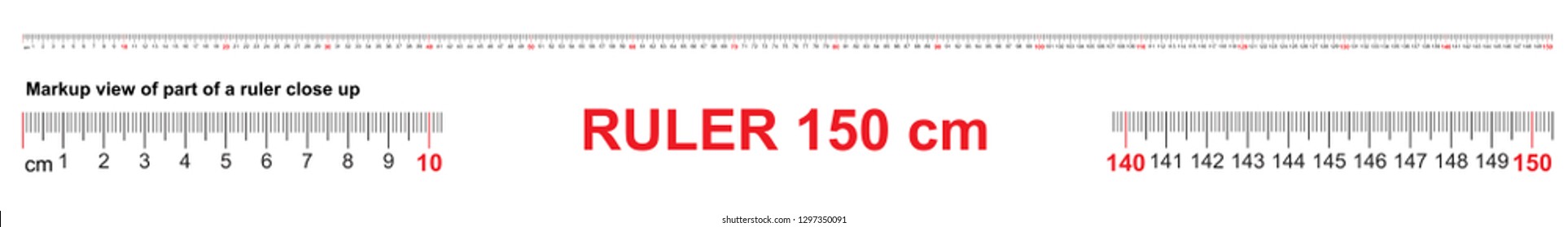 Ruler 150 Cm. Precise Measuring Tool. Ruler Scale 1,5 Meter. Ruler Grid 1500 Mm. Metric Centimeter Size Indicators