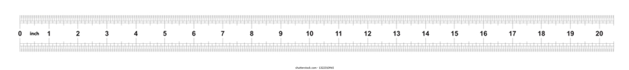Ruler 20 inches imperial. Ruler double sided. Precise measuring tool. Calibration grid