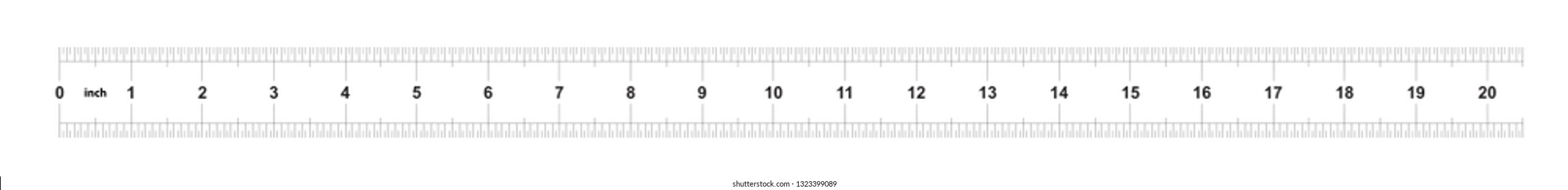 Ruler 20 inches Metric. The division price is 0.05 inch. Ruler double sided. Precise measuring tool. Calibration grid