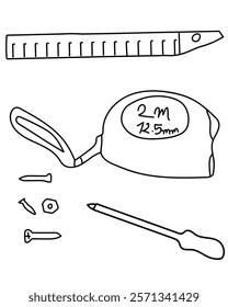 Ruler, 2m Tape, Screwdriver, Small screw vector tools are essential digital resources for architects, engineers, and designers tools typically use vector graphics to create precise,scalable.