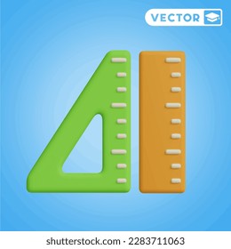 ruler 3D vector icon set, on a blue background